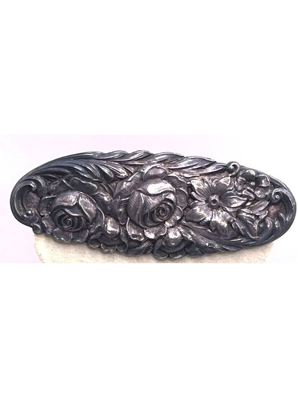 Vtg S. Kirk & Son Sterling Silver Floral Rose Motif Brooch Bar Pin 18g
